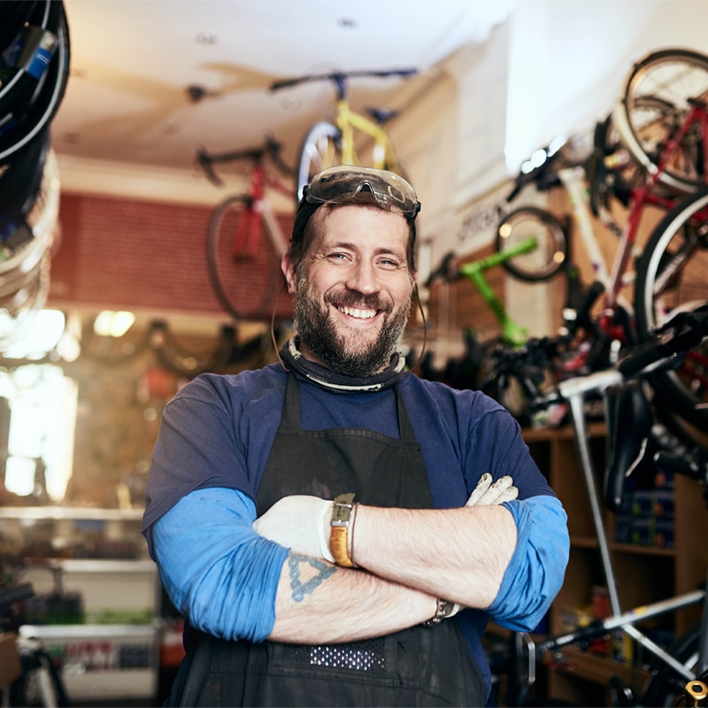 a man standing in front of a shop